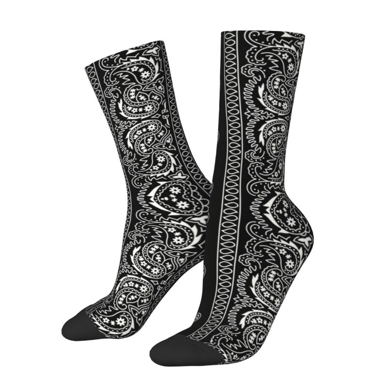 Bandana Blank White - Meias elásticas estampadas Paisley para homens