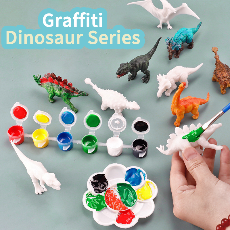 Puzzle Blank White - 6 pces/8 pces, brinquedos de dinossauro